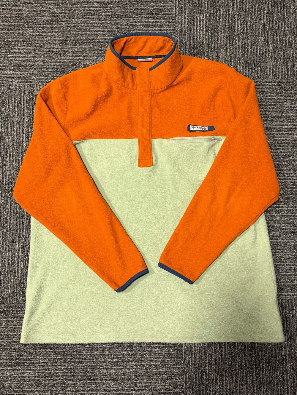 Columbia Orange and Light Green Quarter-Zip Fleece Pullover